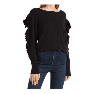 Skimming Ruffle Sleeve Crew Neck Sweater Size Medium